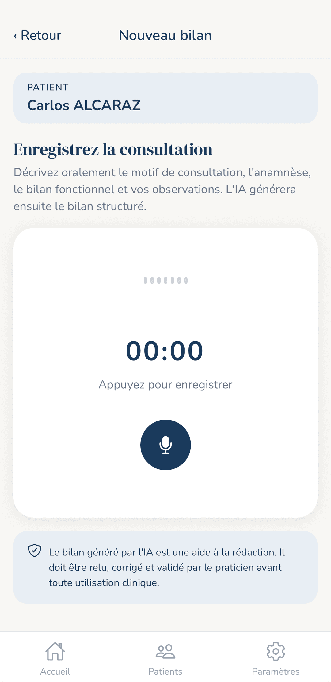 Enregistrement bilan vocal